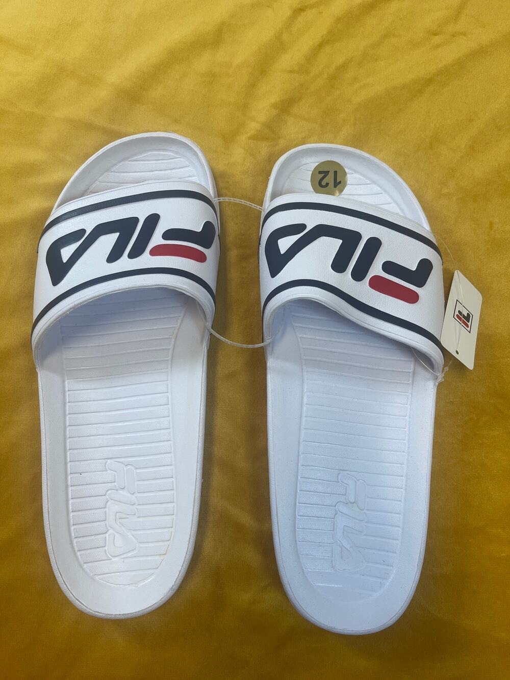 FILA White Logo Slide Sandals Size 12 New with Tag